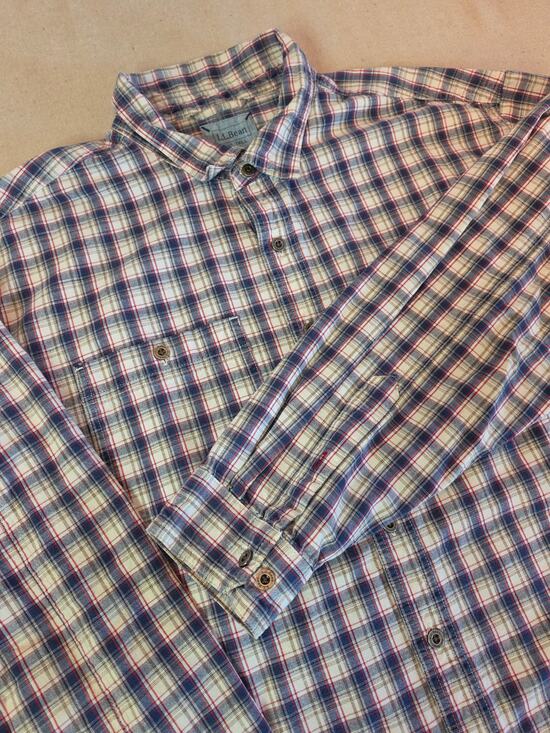 L.L. Bean Other - LL Bean Blue White Red Plaid Double-Pocket Long-Sleeve Button-Up Sz 2XLT